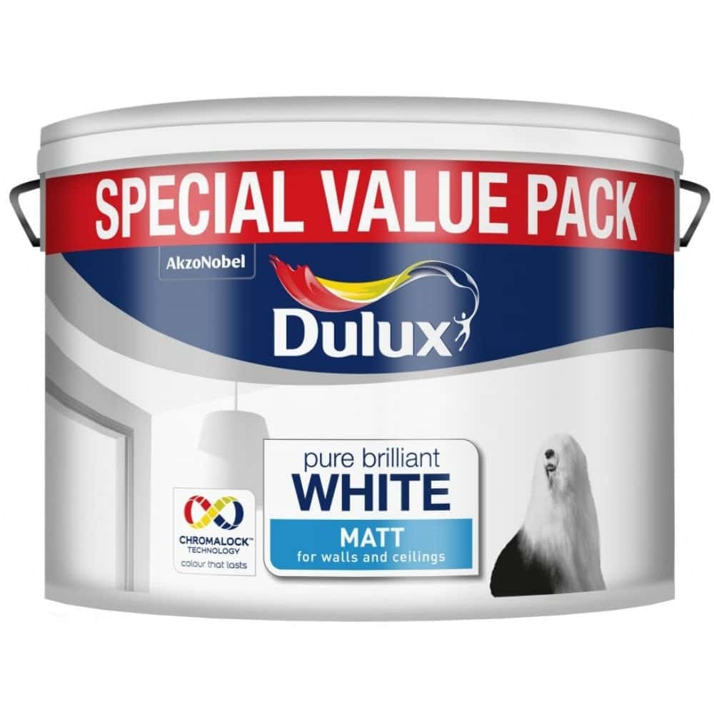 Dulux Pure Brilliant White Emulsion Paint - Matt and Silk 1 Dulux Pure Brilliant White Emulsion