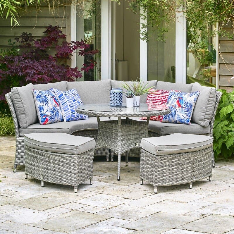 Monaco Stone Curved Modular Rattan Corner Dining Set 1 Monaco Curved Modular Rattan Corner Dining Set