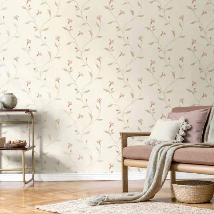 Vymura Bellagio Floral Cream & Red Wallpaper