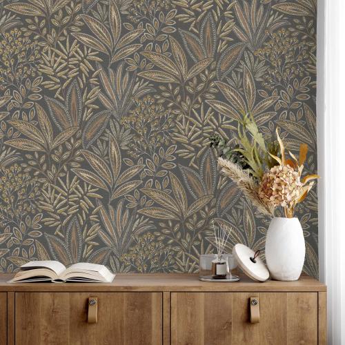 Crown Sahara Leaf Deep Mocha Wallpaper