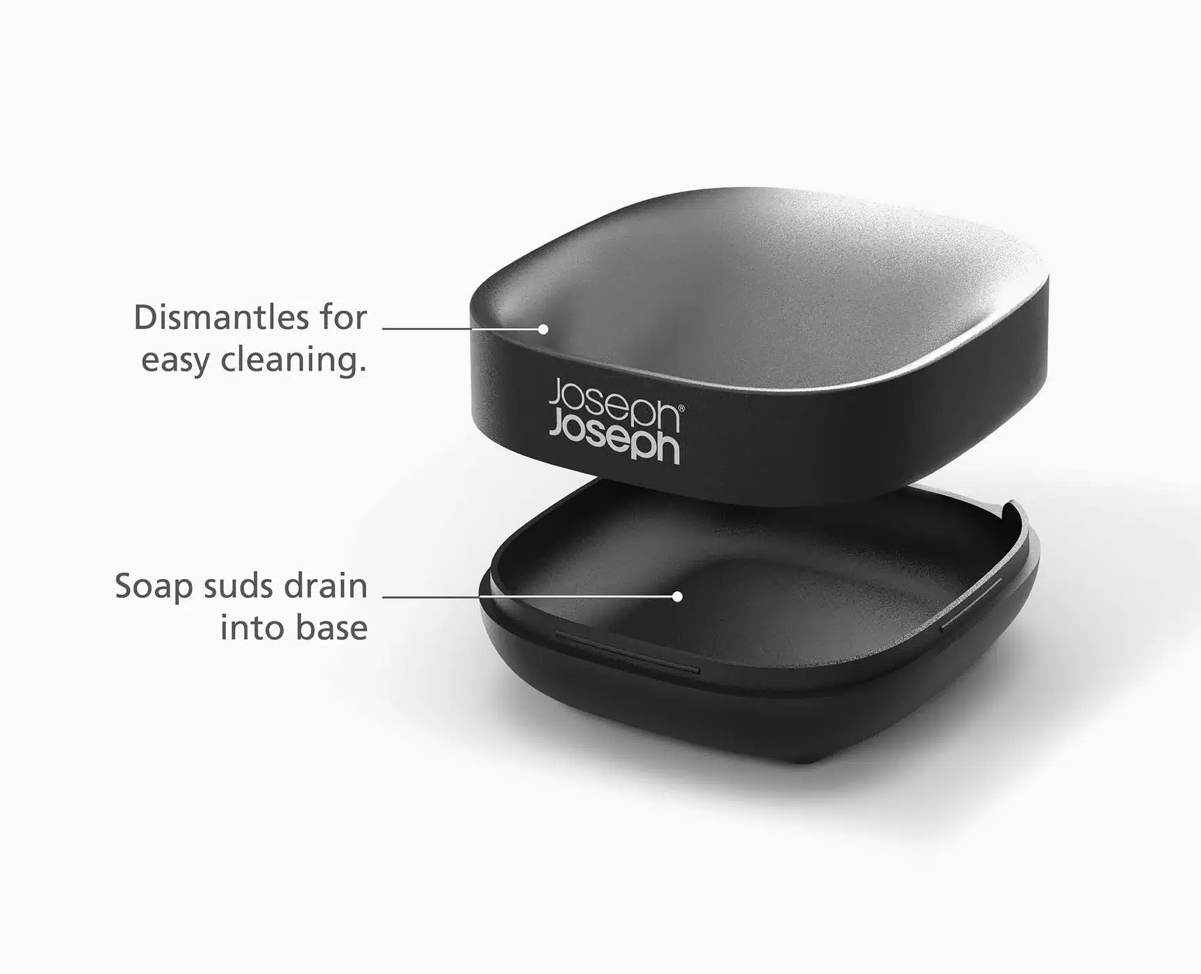 Joseph Joseph Slim™ Compact Matt Black Soap Dish 3 Joseph Joseph Slim™ Compact Matt Black Soap Dish - Image 3
