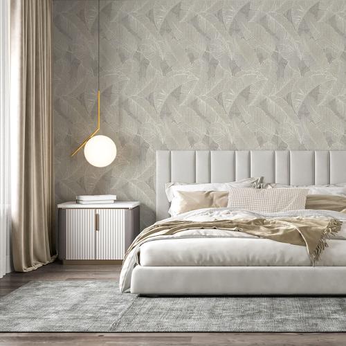 Anaya Leaf Grey Wallpaper