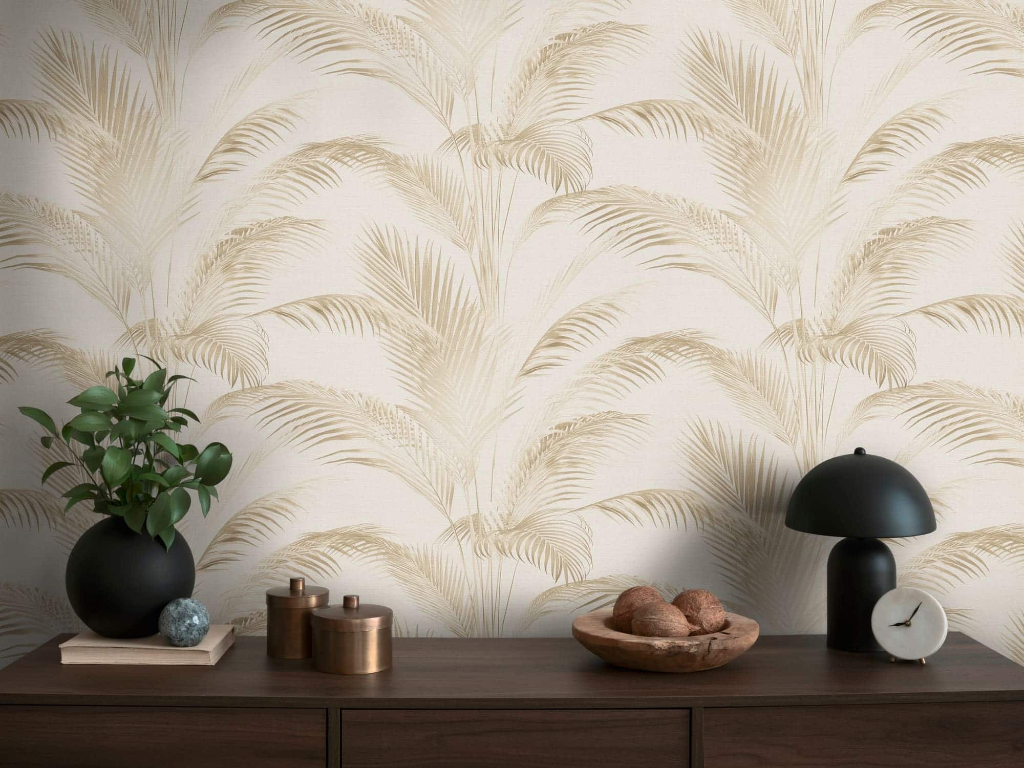 Mandalay Palm Ivory Wallpaper
