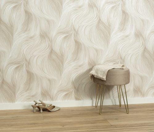 Waves of Light Beige Wallpaper