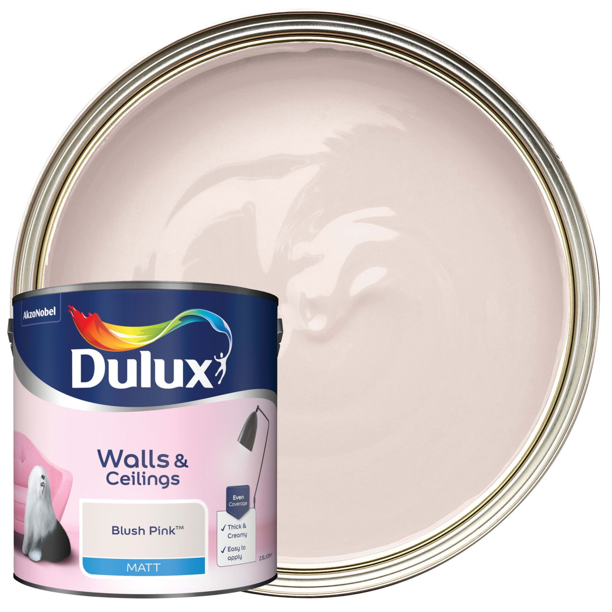 Dulux Matt Emulsion Paint - Blush Pink 2.5L 1 Dulux Matt Emulsion Paint - Blush Pink 2.5L